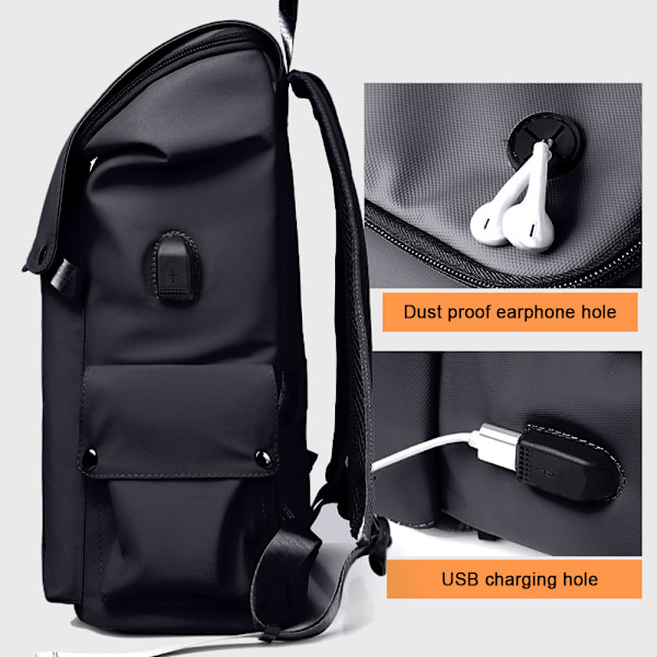 Kannettava Tietokone Reppu Vedenkestävä - Tietokone Liike Reppu USB-latausportilla Sopii Naisille Miehille