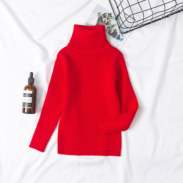 Barnas Høyhalset Langarmet Genser Basic Solid Fin Strikket Varmt Sweatshirt