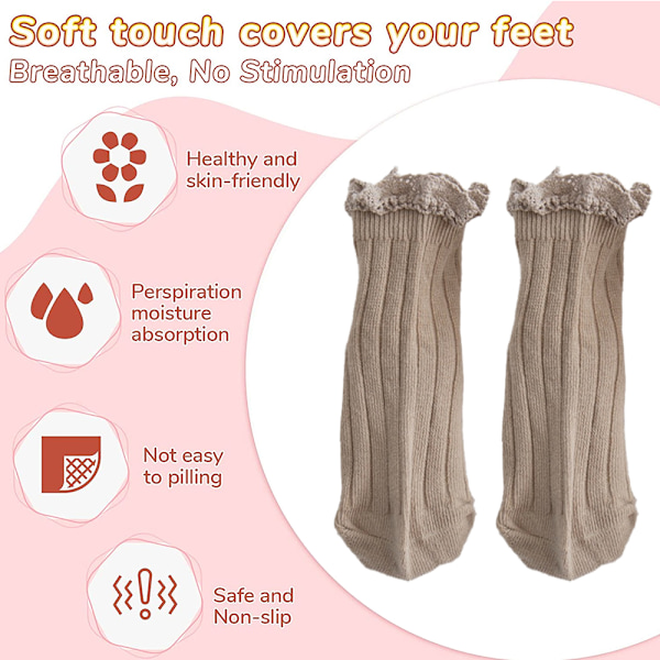 3 par lace-kant sokker til baby pige - anti-slip
