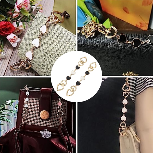 2 st väska rem förlängare hjärta form kedja rem ersättning tillbehör för axel crossbody väska koppling handväska tillbehör