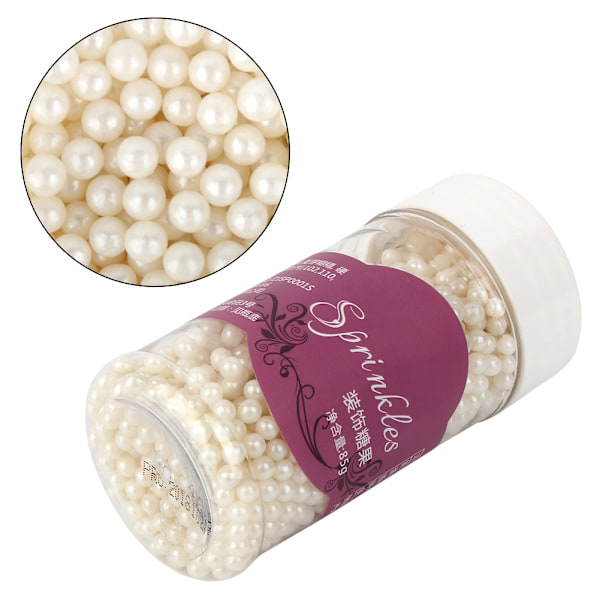 4mm Små Vita Pärlor Ätbara Pärlsockerkulor Fondant DIY Bakning 85g