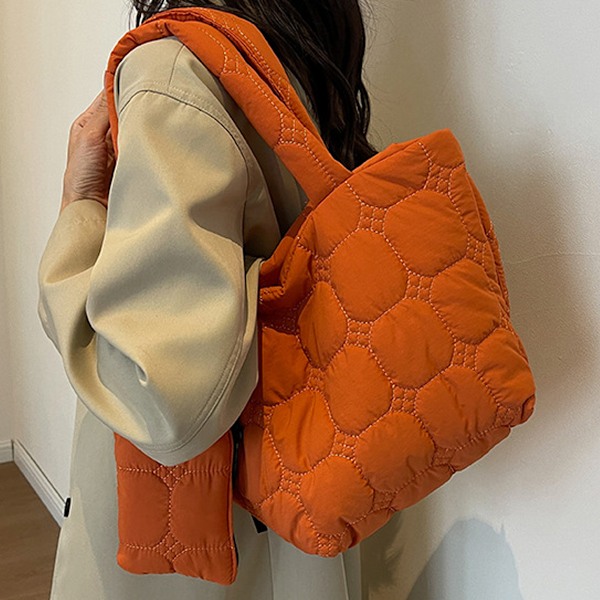 Stor Puffer Tote Bag för Kvinnor, Quiltat Puffer Bag, Puffig Väska Axelväska Tote Bag Quiltat Puffig Handväska