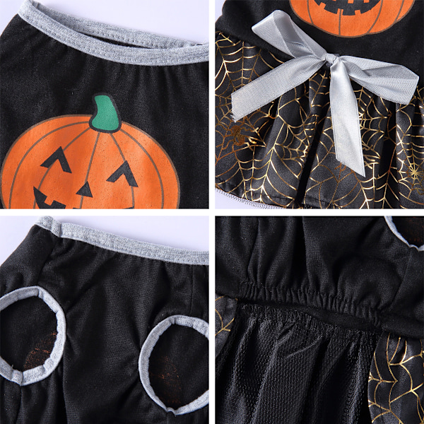 1 set pumpa spindelväv Halloween husdjur tillbehör hundkläder häxklänning husdjur hundkostym fladdermusklänning juldagen