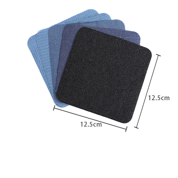 Fyrkantiga, stryka-på, laglappar, jeans, 5-pack, Denim, blå, 5x7.5 cm Denim blå 5x7.5 cm