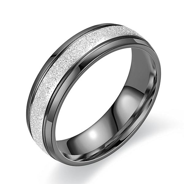 6 mm Titanring i rustfritt stål, matt frost, hererring, vielsesring, komfortabel passform, størrelse 7, 8, 10, 11