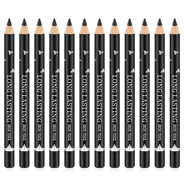 12 stk. Sorte Øjenbryn Eyeliner Blyanter Makeup Pen, Vandfast Øjenbryn Blyant, Langvarig Farve Øjenbryn Gel Pen, Øjenbryn Farveblyanter