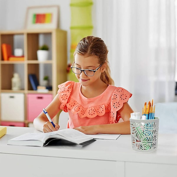 Työpöydän säilytyskori pyöreä ontto lehtien muotoilu kynä- ja lyijykynäpidike järjestäjä, 10,5 * 10 cm, 2 kpl