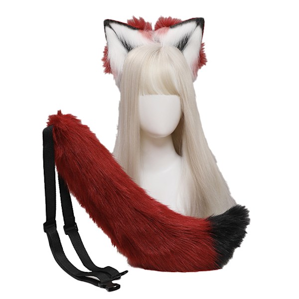 Kattöron Varg Rävöron Djur Söta Huvudtillbehör för Halloween Jul (Öron + Svans Set)