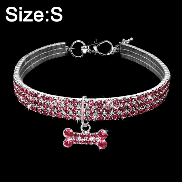 Upeat 3-riviset timanttikorun kaulakorut lemmikkikissalle ja -koiralle, Bling Rhinestone