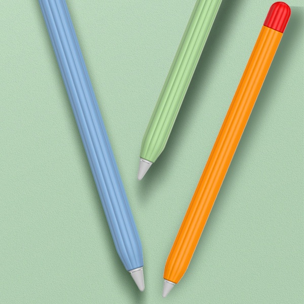 Etui i silikon for Apple Pencil 1. generasjon, pennhette + to fargede pennhetter