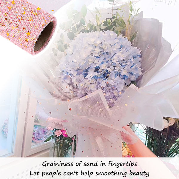Stjärna Mån Nät Mesh Blomsterpapper, 1 Rulle Blomsterbutik Tillbehör Blombukett Inpackningspapper Blomstertillbehör för Färska Blommor, DIY Hantverk, 48cm