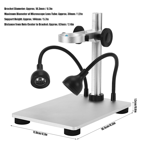 Mikroskopstativ i aluminiumlegering med dobbelt lyskilde til digitalt mikroskop