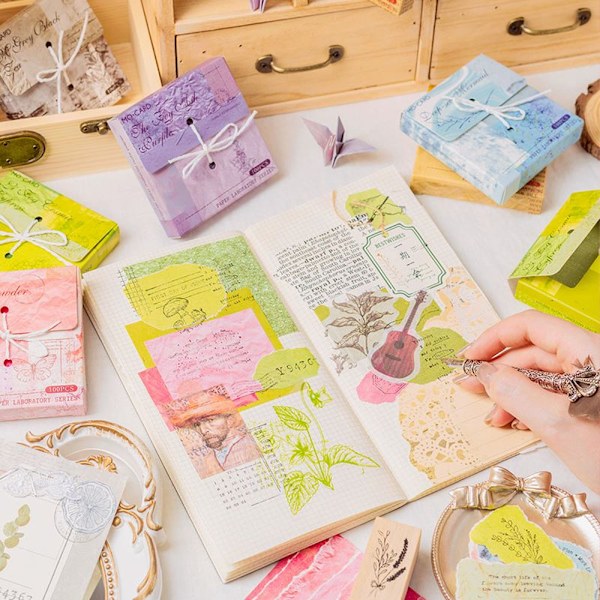 Färgpapperskub, Mini Memo Papers Pads Anteckningspapper Påminnelser (Icke klibbiga), Blandade färger, 200 ark