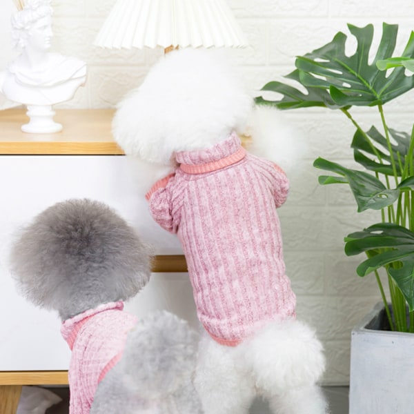 Hundetøj Blødt Kæledyrsbeklædning Fleece Skjorte Varmt Vinterstrikket Trøje til Lille og Mellemstore Kæledyr (Pink)