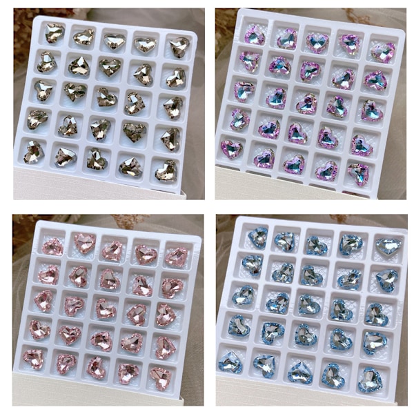 20 stk. Neglekunst Rhinestones Diamanter 8,5 * 10 mm Hjerteformet Glansfuld Glaskrystal Rhinestones til 3D Negledekorationer Tøj Smykker Tasker DIY Håndværk