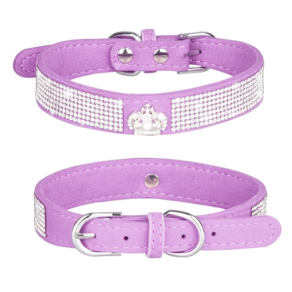 Rhinestone Hundekatte Halsbånd Bling Diamant med Rhinestone Krone Dekoration til Lille Mellemstor Stor Hund