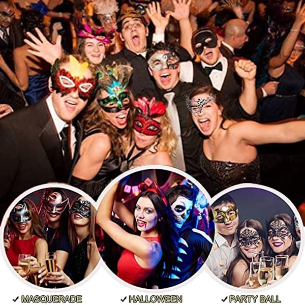 Maskeradmask för kvinnor, ögonmask för fest, bal, kostym, Mardi Gras, retro masker
