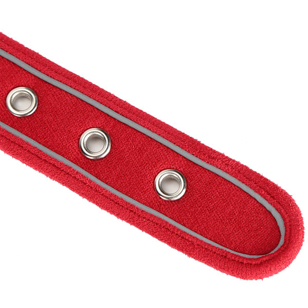 Justerbart Hundhalsband Andningsbart Reflekterande Halsband med D-Ring för Medelstora och Stora Hundar Röd S