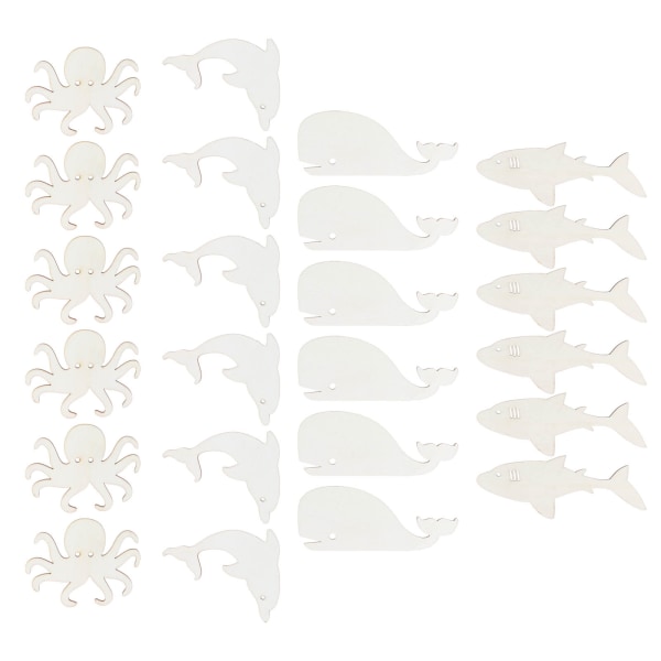 24 st träskivor tecknad marina djur form DIY hänge