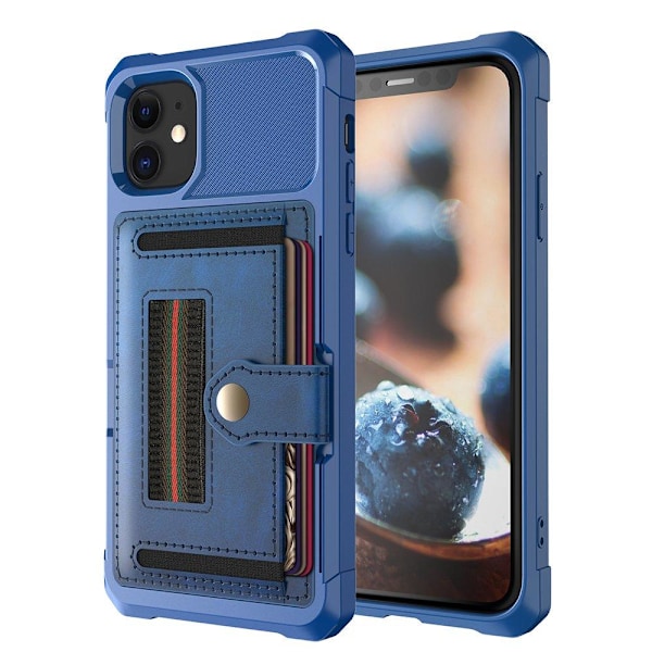 iPhone 12, Stilrent Skal, Korthållare, Blå Blå
