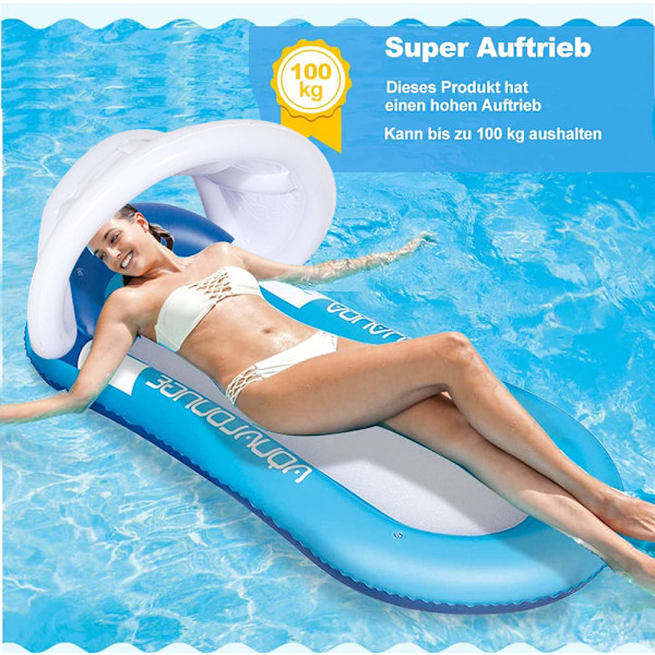 Uppblåsbar Vattenflytande Hängmatta, Bekväm Pool Lounger Float, Simbassäng Uppblåsbara Flottar Flytande Säng Vatten Soffa Lounge Stol Drifter,