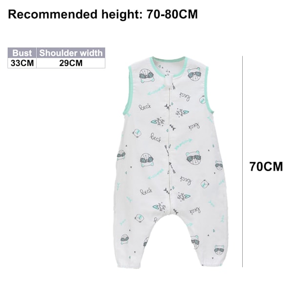 Sleeveless sovepose for baby, tynn sovepose for barn om sommeren