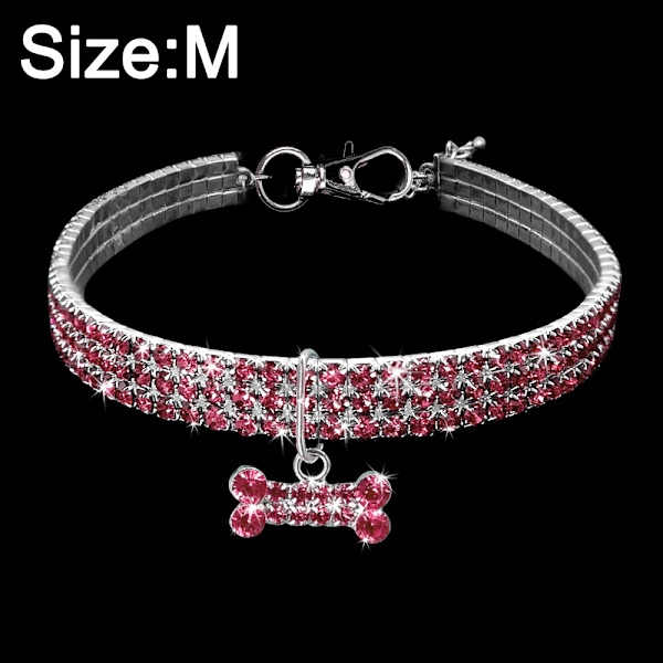 Fantastisk 3-rækket rhinesten halskæde til kæledyr kat hund krave Bling Rhinestone