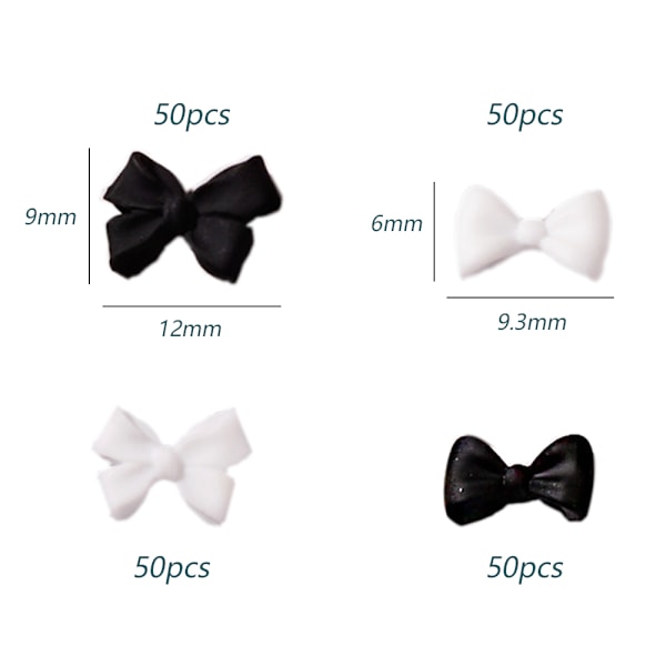 200 stk 3D Sløyfe Negledekorasjoner, Fargerike Sløyfe Negletilbehør 3D Sløyfer Neglepynt for Harpiks Flatback Neglekunst Design