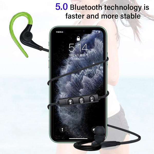 Langattomat Bluetooth-urheilukuulokkeet Stereo-nappikuulokkeet niskapannalla ja mikrofonilla