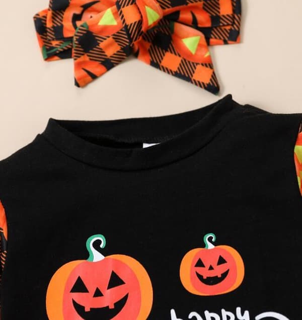 Halloween-sæt til piger med græskarmotiv, 3 dele Sort Black 100CM
