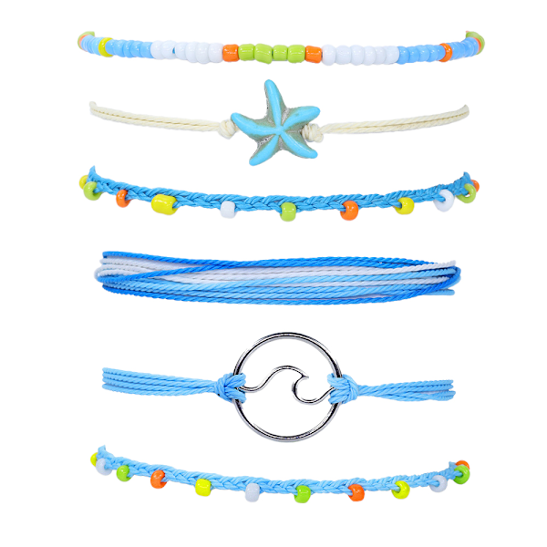 2 set armband för tonårsflickor kvinnor vattentäta rep armband sommar strand fotled, vävd armband