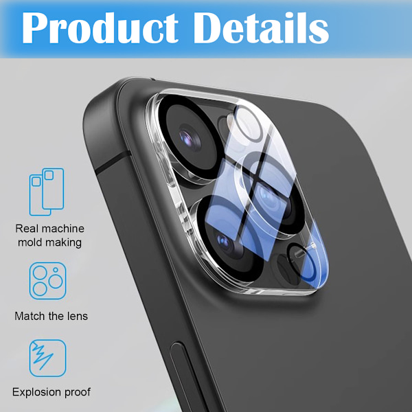 2 stk. iPhone 15 Pro/15 Pro Max Linsebeskyttelse Kamerabeskyttelse transparent