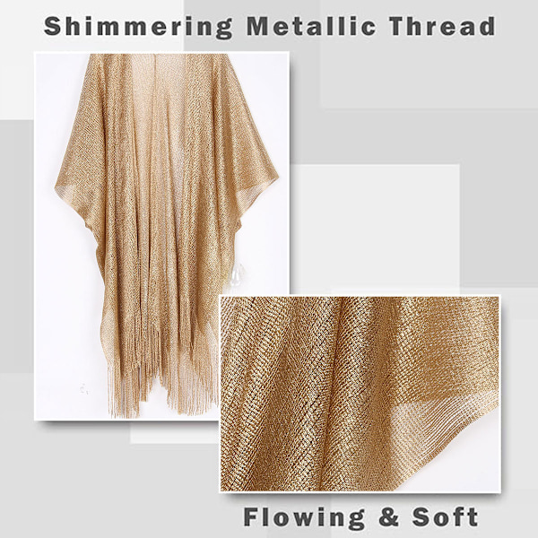 Sjal og Wraps til Aftenkjoler, Glitter Sjal for Kvinner, Glitrende Bryllup Gave Sjal, 200*50 cm