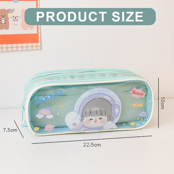 Pennfodral med dragkedja Cartoon Organizer Multi-Purpose Travel School Office för tonårsflicka Kvinnor