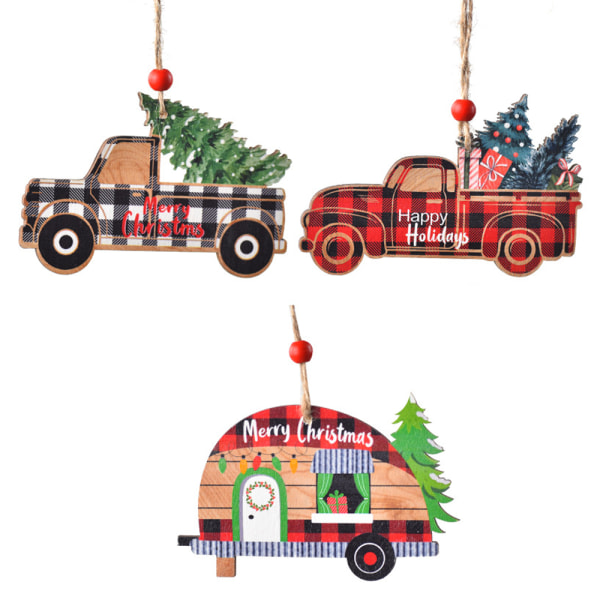 Julgran träbil hängande prydnader, tecknad lastbil och