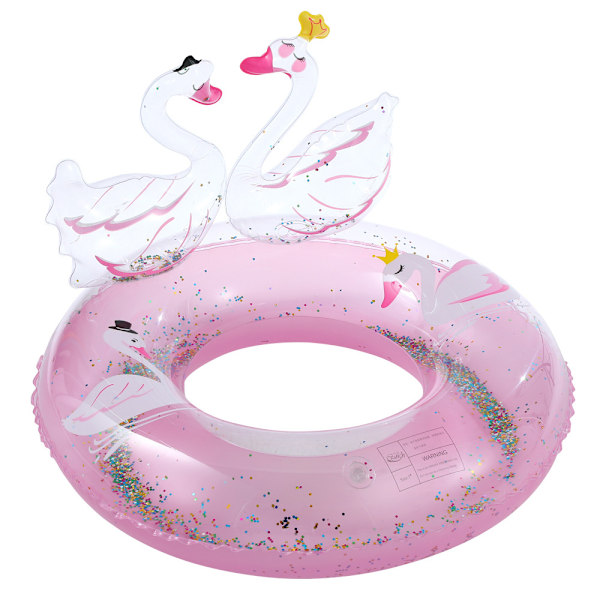 Uppblåsbar Glitter Svan Badring Rolig Tvilling Svanar Pool Float, Barn Pool Float på Sommaren