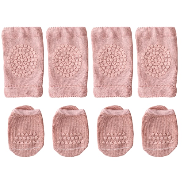 2 Par Babykryp-Knäskydd och Anti-Halk Bebisstrumpor Set Unisex