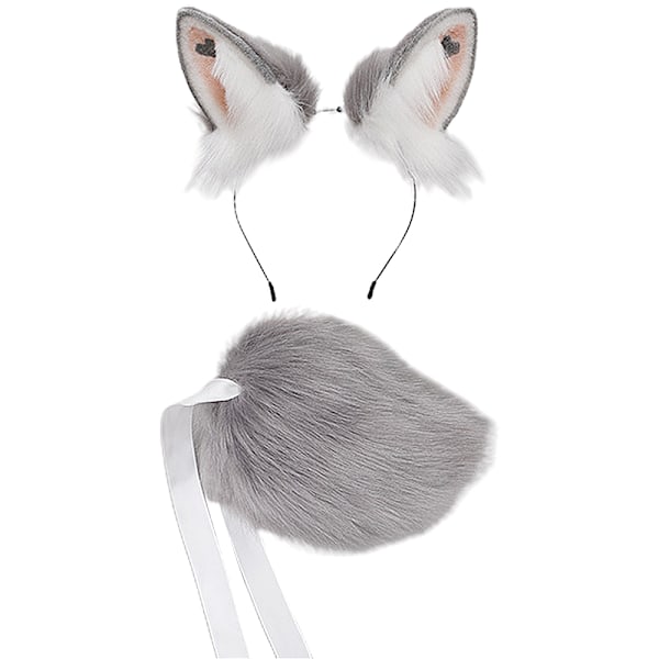 Plush-huivi Rabbit Ears Headwear Tail Set - Karvainen hiusnauha söpö pääpanta eläinjuhliin Halloweeniin