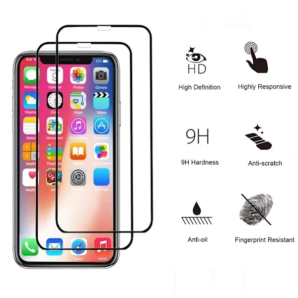 iPhone 12 Mini - 2-Pack Heltäckande Skärmskydd i Härdat Glas