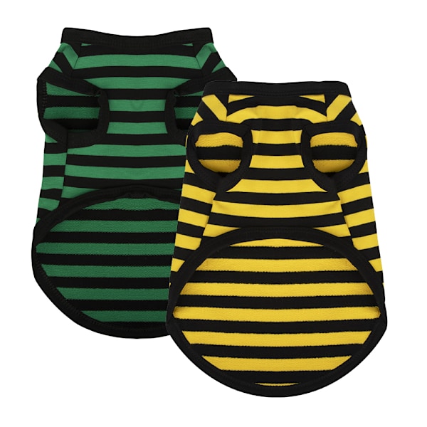 2PCS Randiga husdjursfjäder och sommarkläder väst Teddy Bibear Bommel hund och kattkläder