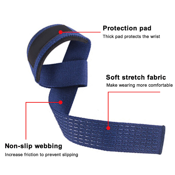 Løfte Wrist Straps for Vektløfting, Kroppsbygging, Styrkeløfting, Styrketrening, Markløft Polstret