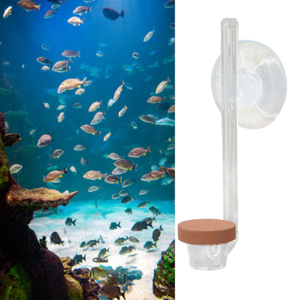 Akvarium CO2-diffusor Klar Akryl Fin Dimma Mini Fisktank CO2-förfinare med Sugkopp för Planterad Tank L