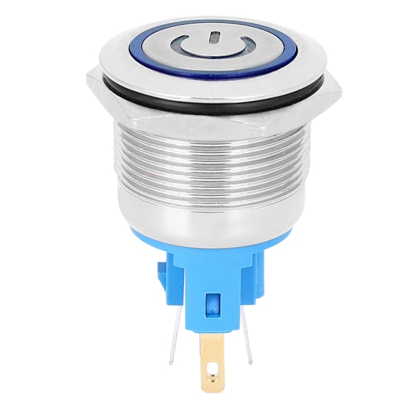 2 st AC220V 22mm Rostfritt Stål Självlåsande 6-polig Tryckknappsbrytare med SignBlue
