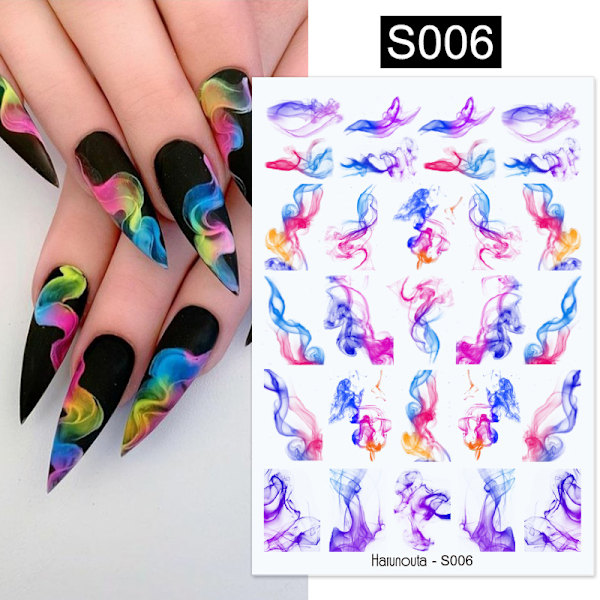 Neglekunst Stickers Dekaler Farverige 8 Ark Negle Stickers, Negle Negleforsyninger, Flere stilarter, 9.8*6.8cm