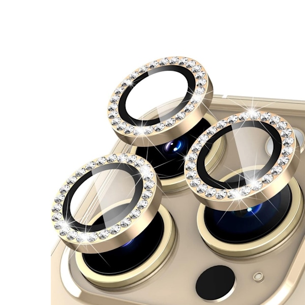 För iPhone 16 Pro 16 Pro Max Kamera Linsskydd härdat glas+metallring - Guld Guld