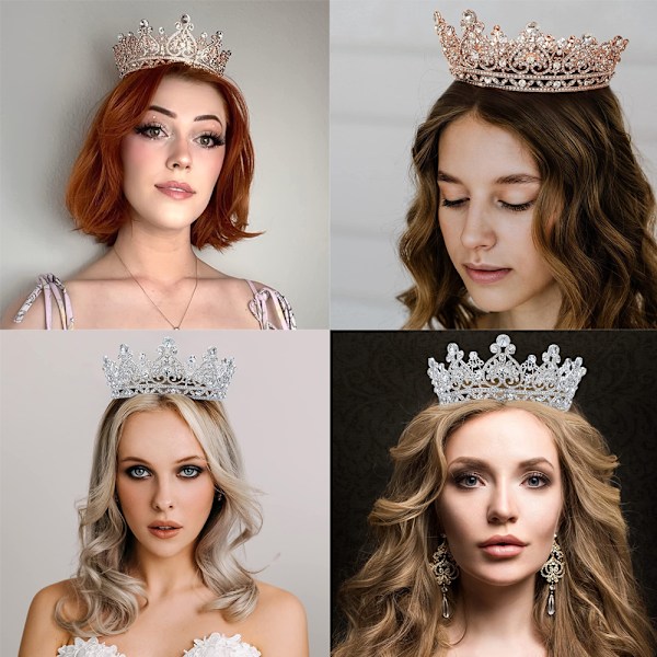 Dronningkrone til Kvinder - Krystal Tiara Krone Pandebånd til Fødselsdag Bryllup Halloween Pageant Hårtilbehør