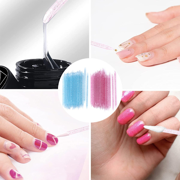 100 st Engångs Nagelpinnar Nagelbands-tryckare i bulk, Nagelvårdspinnar Rengöring Nagelbands-pinne