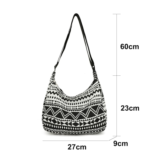 Canvasväska stor kapacitet tote väska etnisk stil axelväska crossbody väska för kvinnor