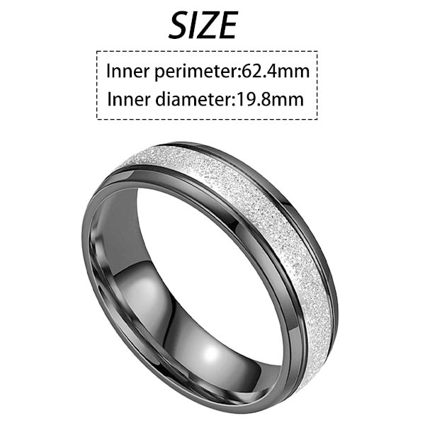 6 mm Titanring i Rustfrit Stål Smykker Frostmat Mænds Ring Bryllupsbånd Komfortpasform Størrelse 7,8,10,11