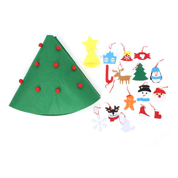 Barnas DIY Juletre Filt Jul Fest Snømann Dekorasjon Pynt Barn Gave Filt DIY Juletre